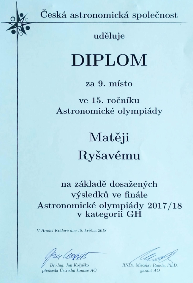 Astro olymp Rysavy diplom 052018